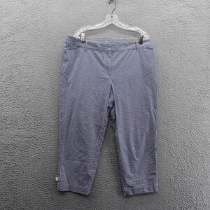 Talbots Gingham Check Perfrect Crop Pants‎ 16 Petite Blue White Womens Beach